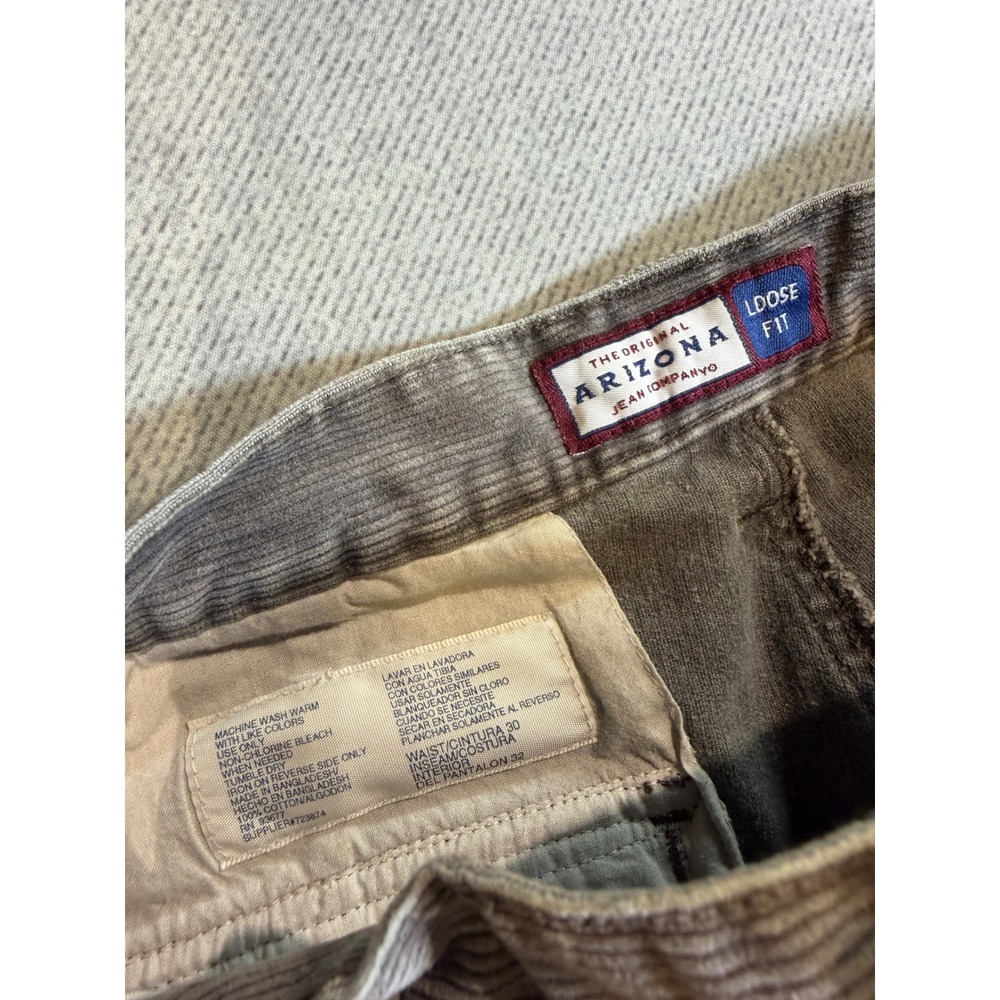 Arizona Jean Co Mens Gray Corduroy Cargo Pants Loose Fit 30x32 Workwear Utility - Picture 3 of 7
